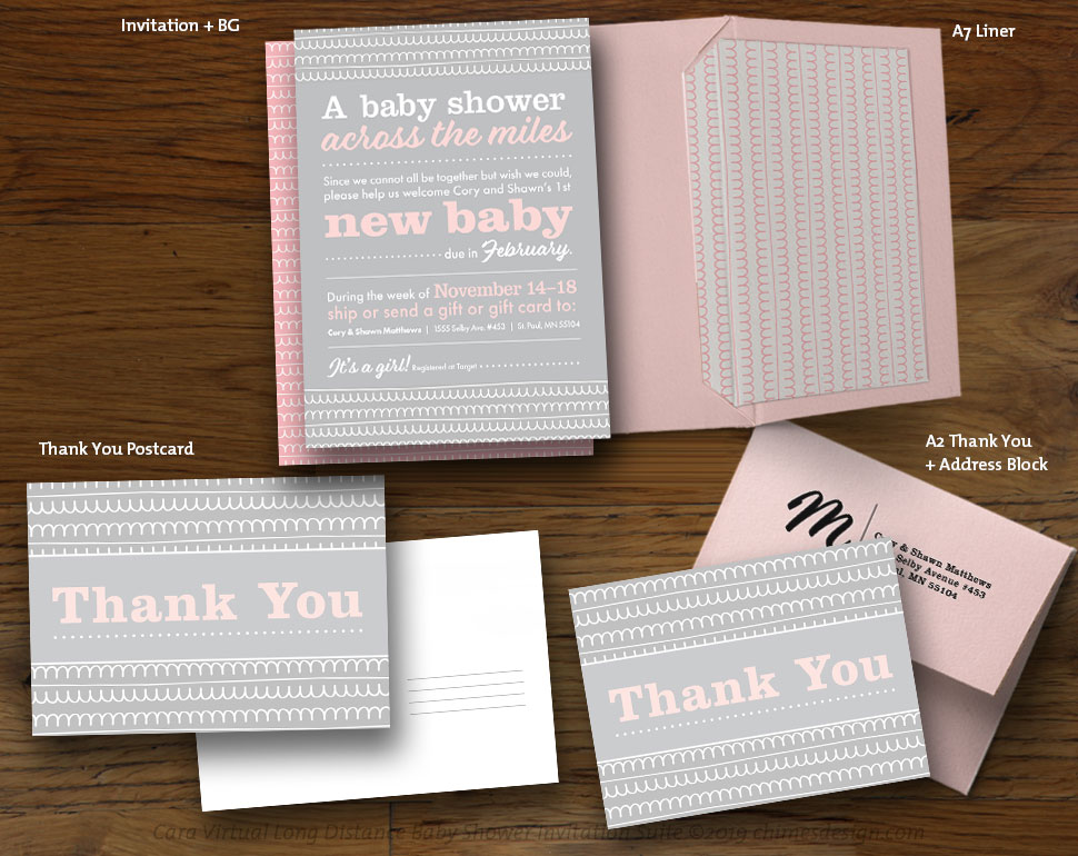 Cory virtual baby shower invitation and thank you cards by Calee Cecconi (chimesdesign)