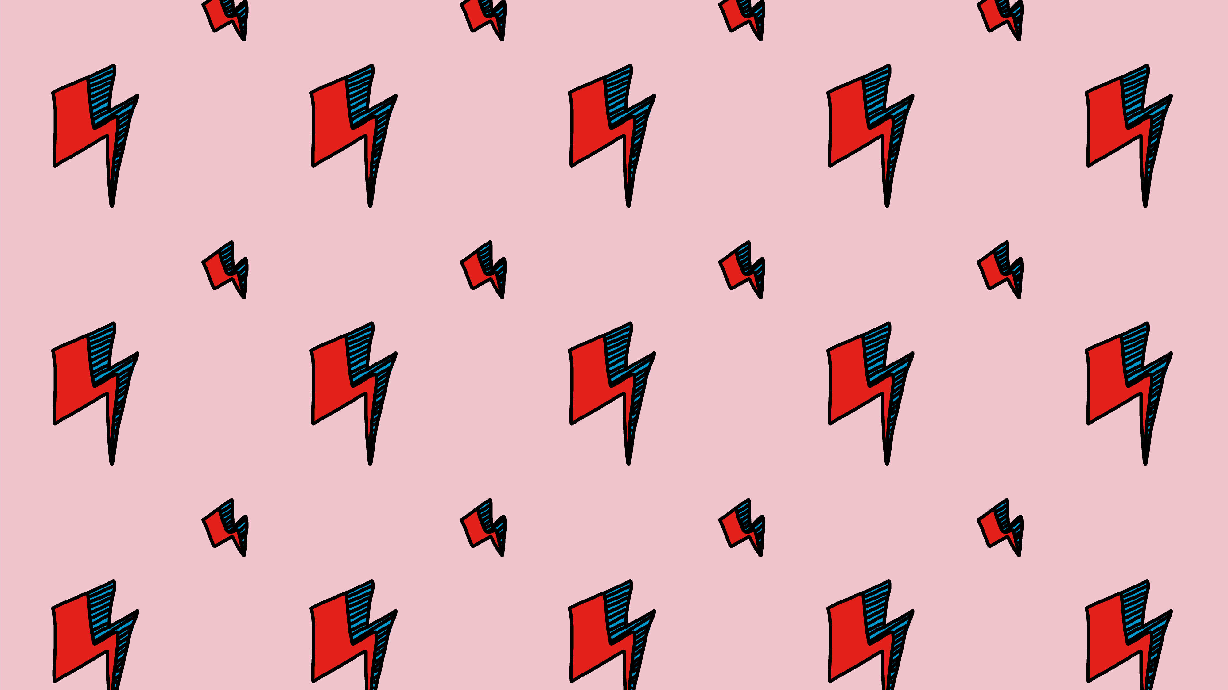Desktop Wallpaper Free Download // Hallo Spaceboy in Pretty Pink Rose // Stardust Baby David Bowie Pattern Design Collection by Calee Cecconi in Ziggy Stardust Colorway
